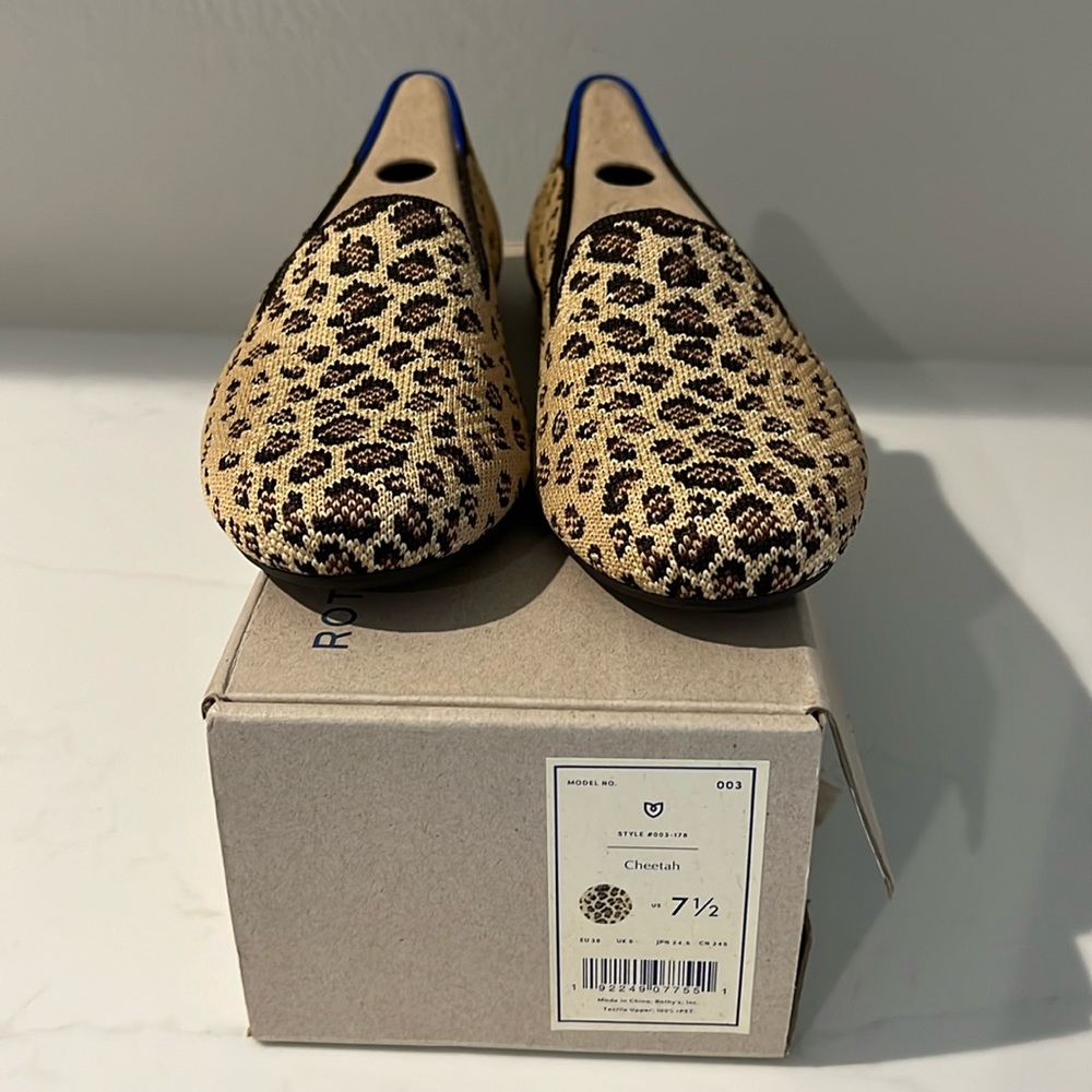New with box Rothy flats . Cheetah